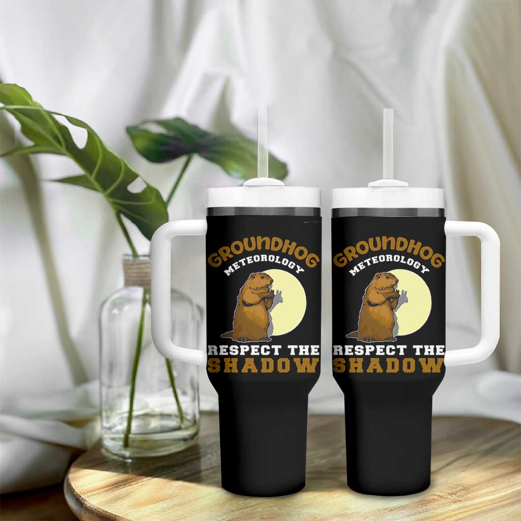 Funny Groundhog Day Tumbler With Handle Groundhog Meteorology Respect The Shadow - undefined