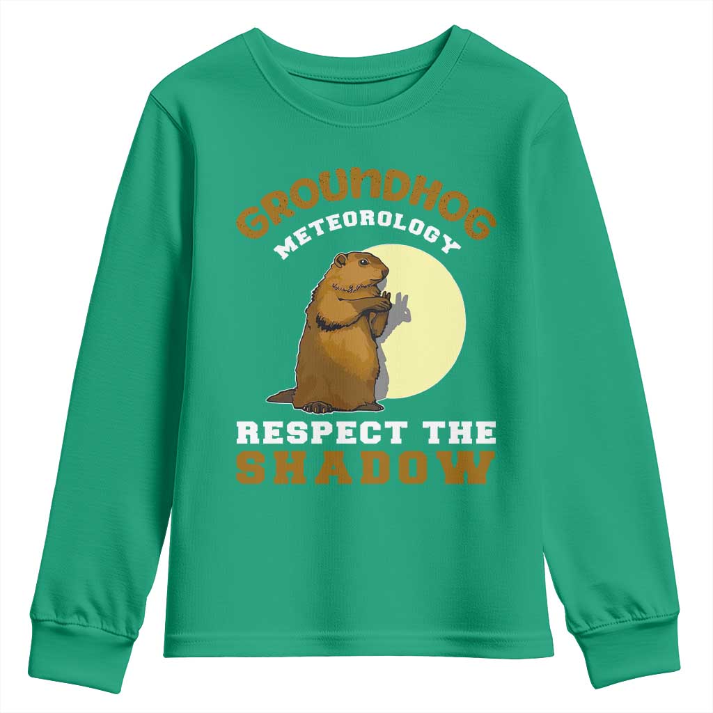 Funny Groundhog Day Youth Sweatshirt Groundhog Meteorology Respect The Shadow - Wonder Print Shop