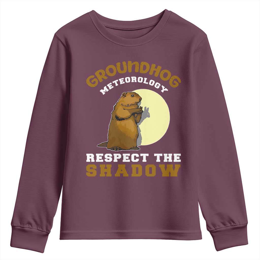 Funny Groundhog Day Youth Sweatshirt Groundhog Meteorology Respect The Shadow - Wonder Print Shop