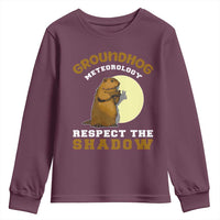 Funny Groundhog Day Youth Sweatshirt Groundhog Meteorology Respect The Shadow - Wonder Print Shop