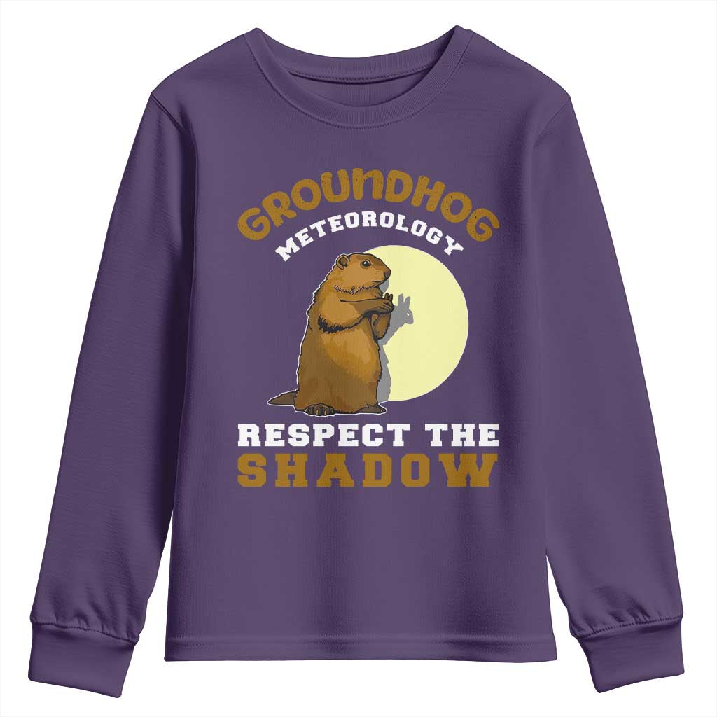 Funny Groundhog Day Youth Sweatshirt Groundhog Meteorology Respect The Shadow - Wonder Print Shop