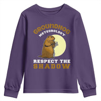 Funny Groundhog Day Youth Sweatshirt Groundhog Meteorology Respect The Shadow - Wonder Print Shop