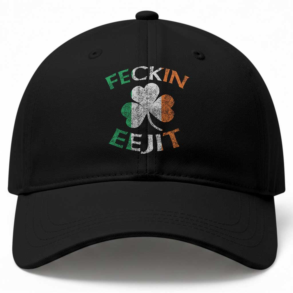 Funny Feckin Eejit Baseball Cap Ireland Irish Slang Shamrock St Patrick's Day