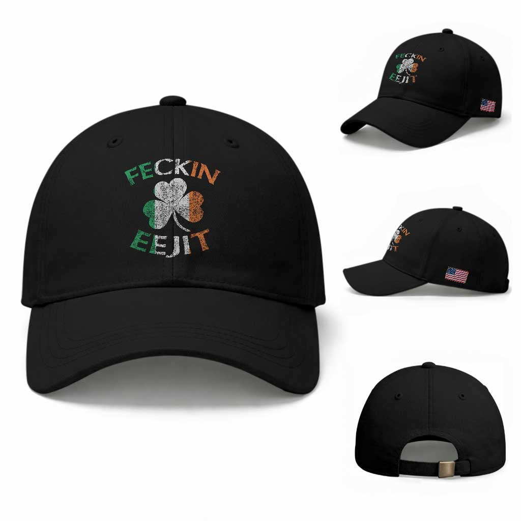 Funny Feckin Eejit Baseball Cap Ireland Irish Slang Shamrock St Patrick's Day