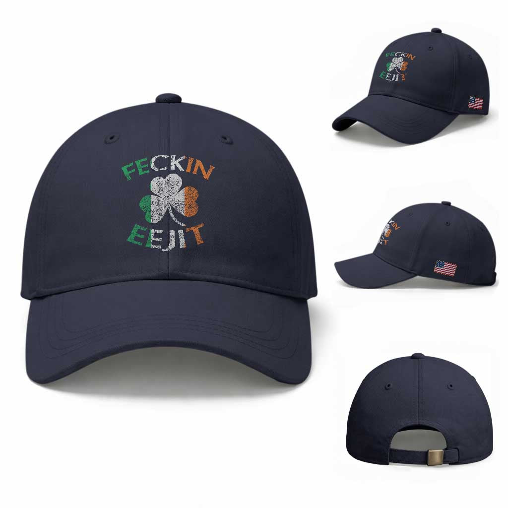 Funny Feckin Eejit Baseball Cap Ireland Irish Slang Shamrock St Patrick's Day