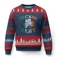 Funny Feckin Eejit Ugly Christmas Sweater Ireland Irish Slang Shamrock St Patrick's Day - Wonder Print Shop