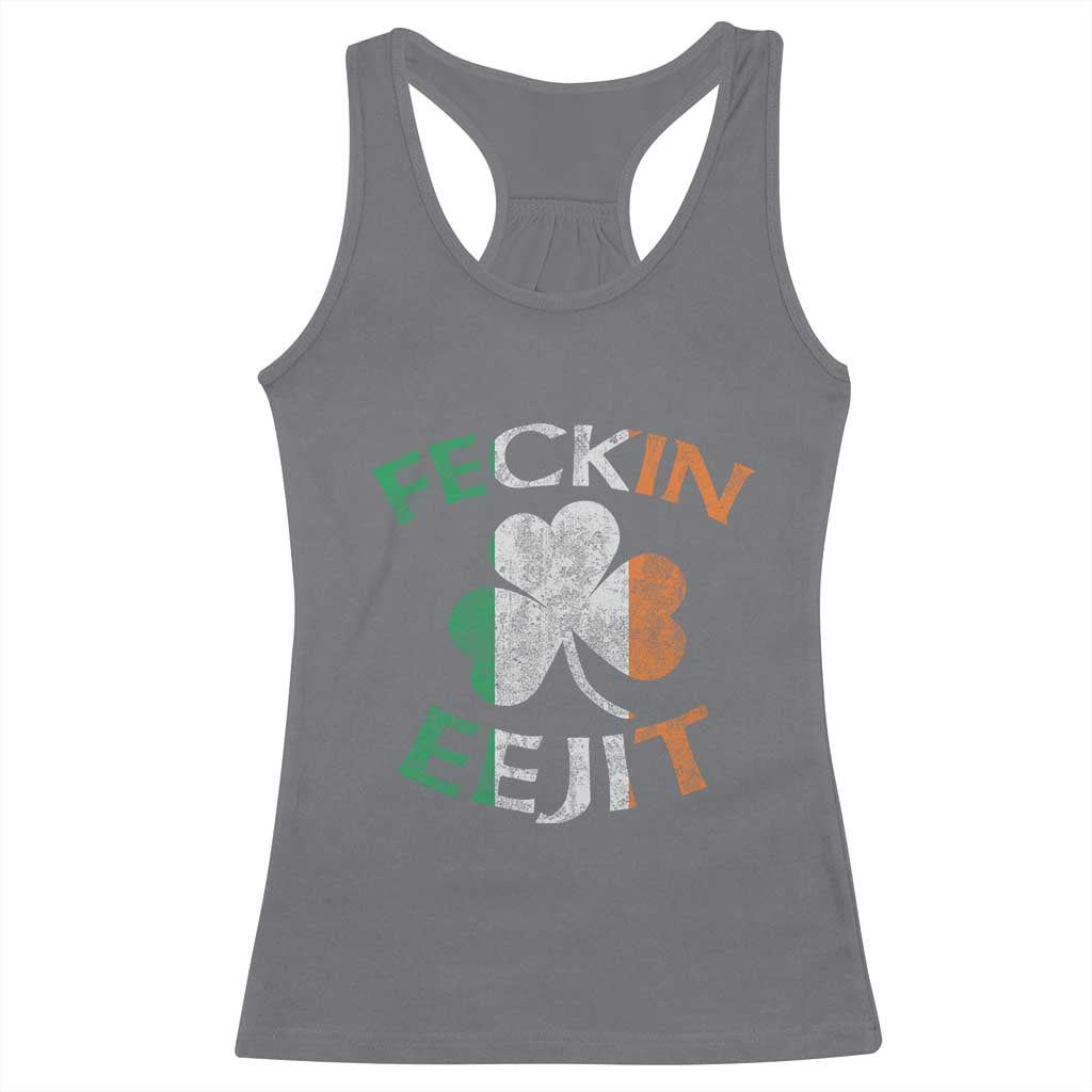 Funny Feckin Eejit Racerback Tank Top Ireland Irish Slang Shamrock St Patrick's Day