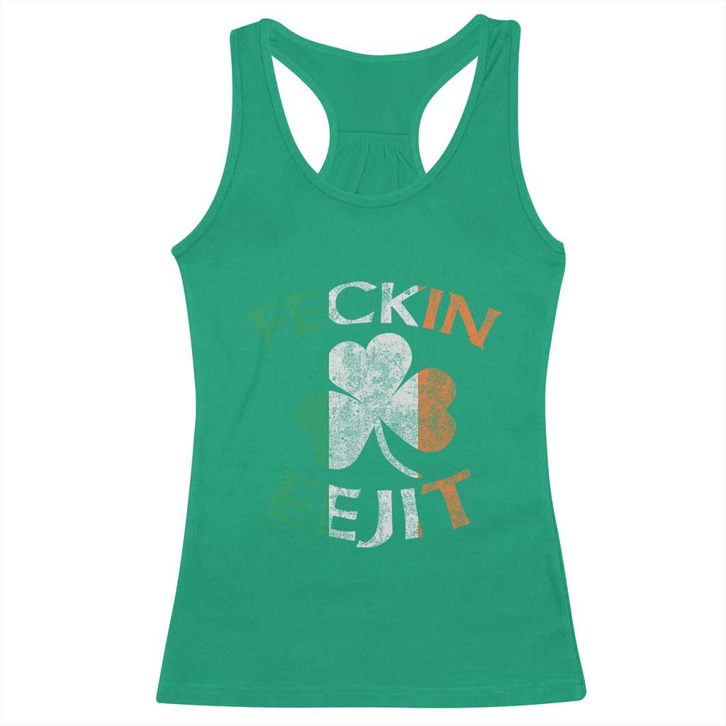 Funny Feckin Eejit Racerback Tank Top Ireland Irish Slang Shamrock St Patrick's Day