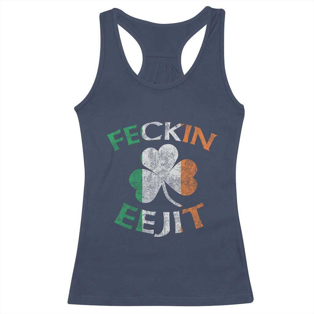 Funny Feckin Eejit Racerback Tank Top Ireland Irish Slang Shamrock St Patrick's Day