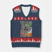 Irish Americans V-Neck Knit Sweater Vest Irish By Blood American By Birth Patriot By Choice Celtic Cross - Wonder Print Shop