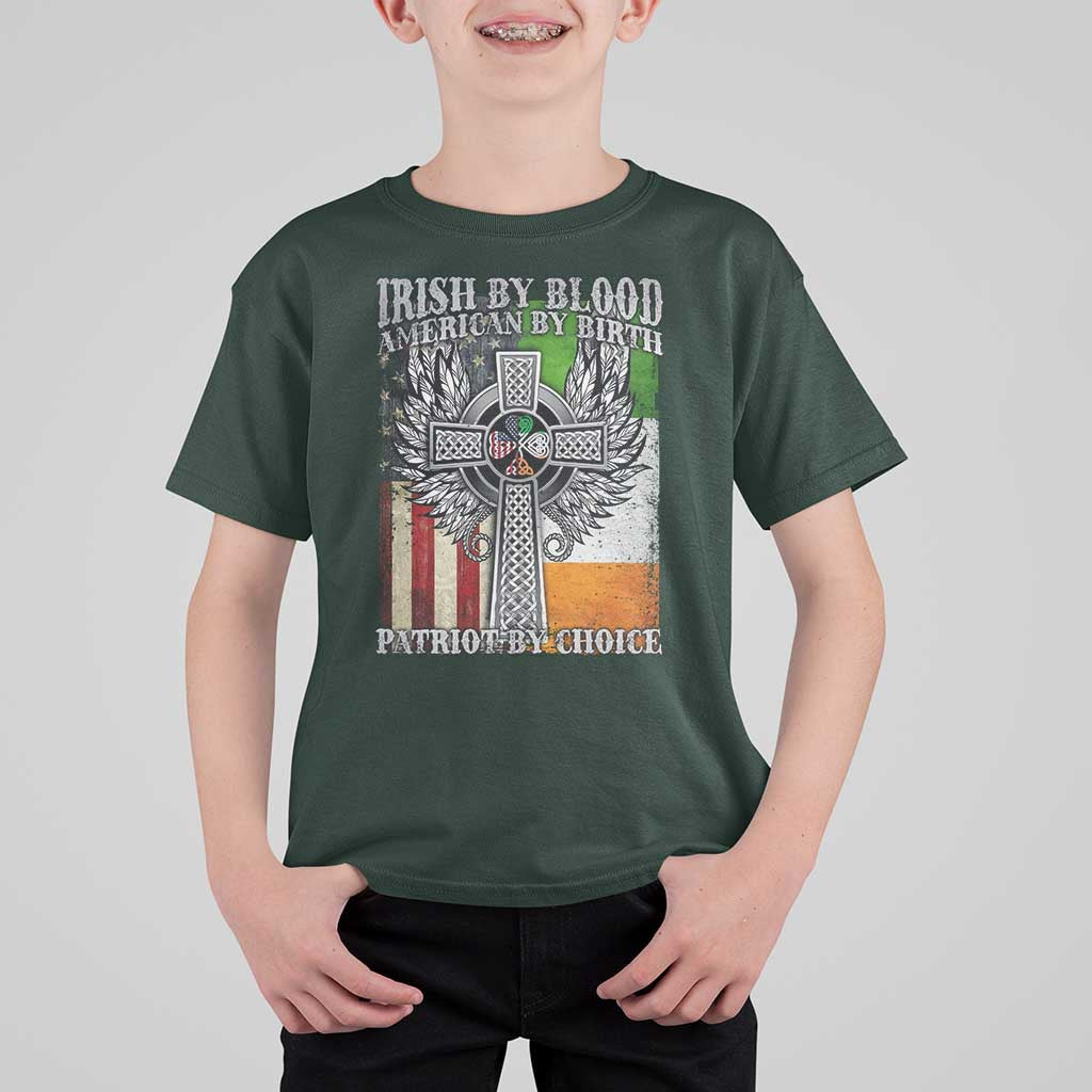 Irish Americans T Shirt For Kid Irish By Blood American By Birth Patriot By Choice Celtic Cross