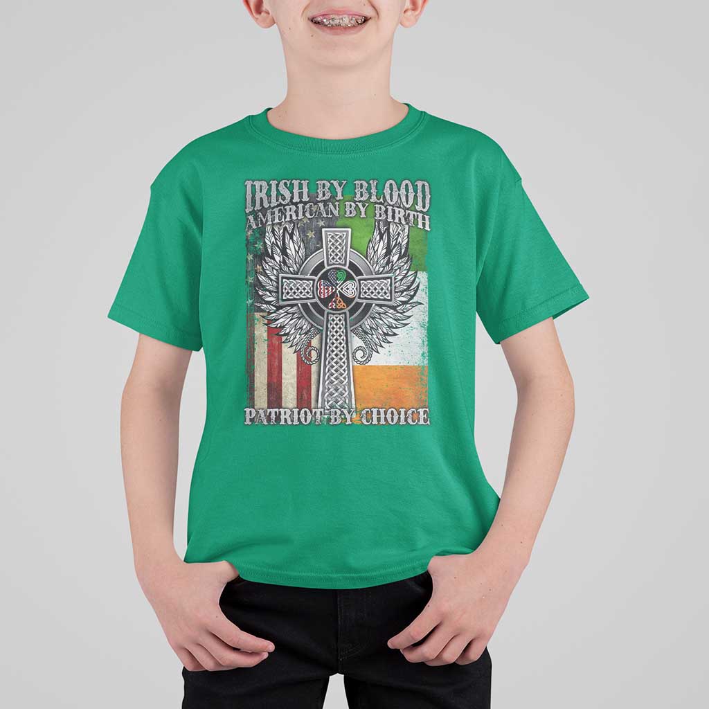 Irish Americans T Shirt For Kid Irish By Blood American By Birth Patriot By Choice Celtic Cross