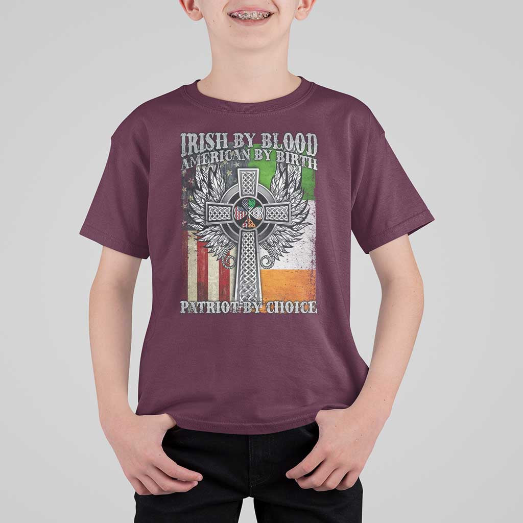 Irish Americans T Shirt For Kid Irish By Blood American By Birth Patriot By Choice Celtic Cross