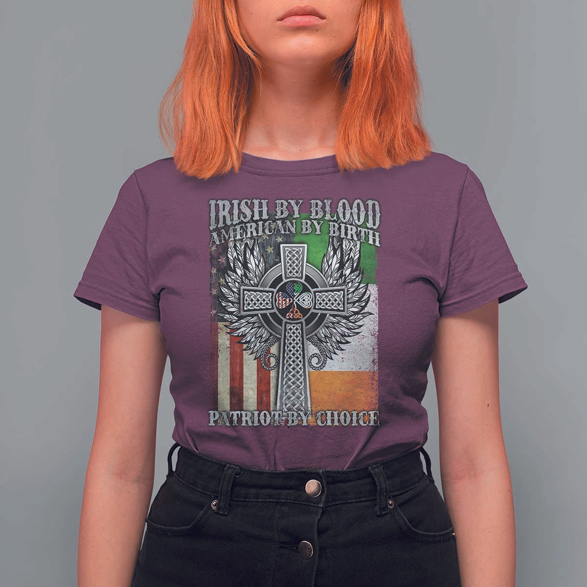 Irish Americans T Shirt For Women Irish By Blood American By Birth Patriot By Choice Celtic Cross