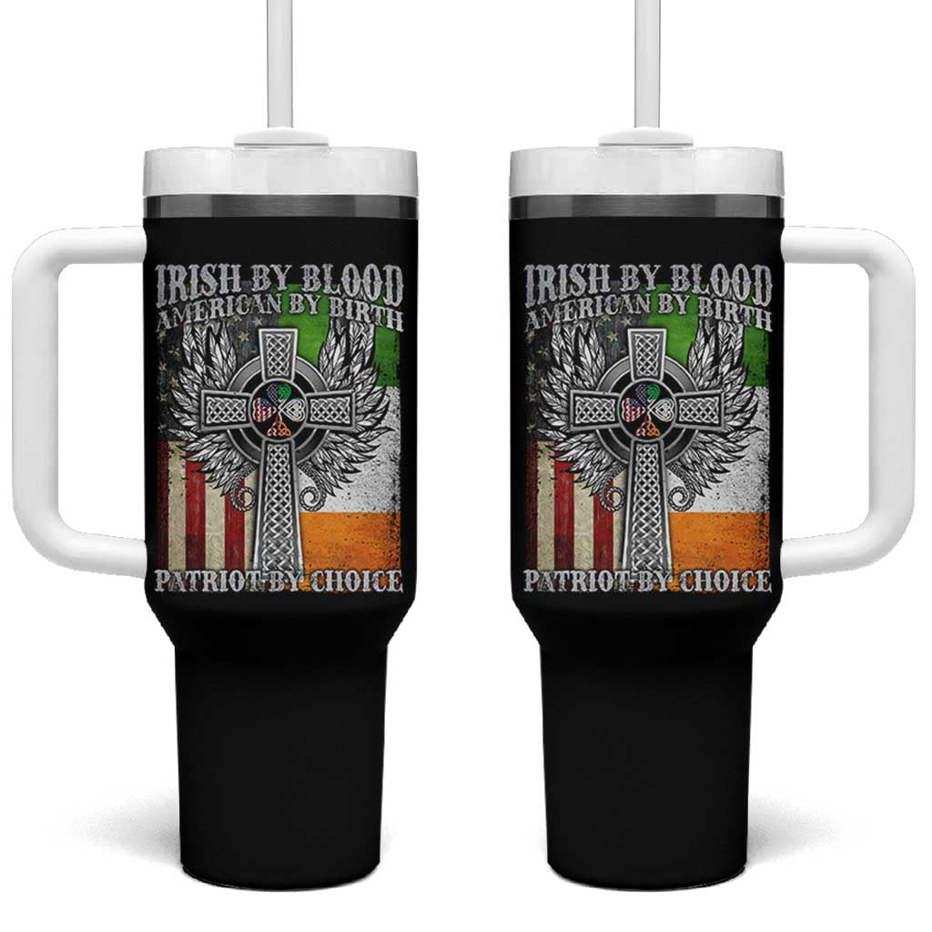 Irish Americans Tumbler With Handle Irish By Blood American By Birth Patriot By Choice Celtic Cross