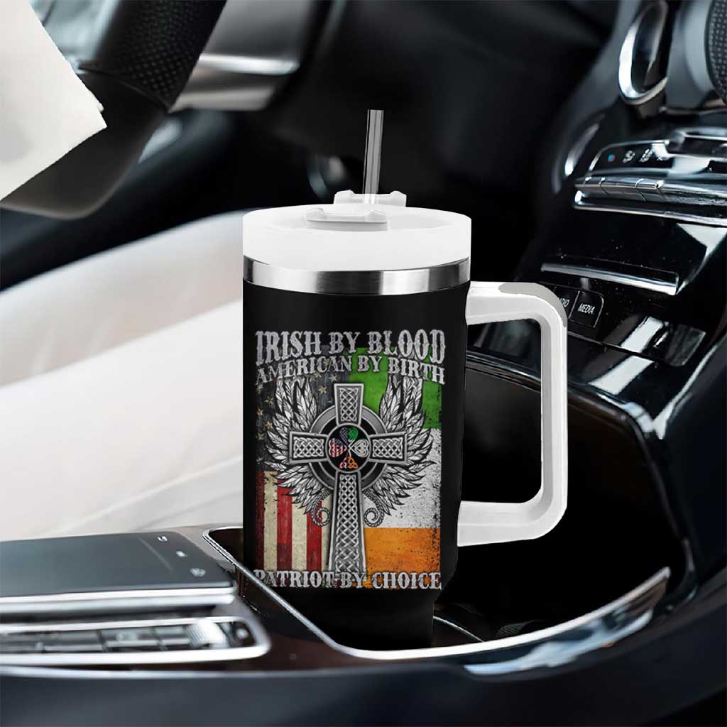 Irish Americans Tumbler With Handle Irish By Blood American By Birth Patriot By Choice Celtic Cross