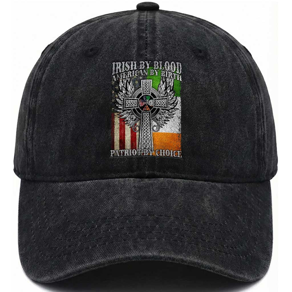 Irish Americans Washed Cotton Baseball Cap Irish By Blood American By Birth Patriot By Choice Celtic Cross