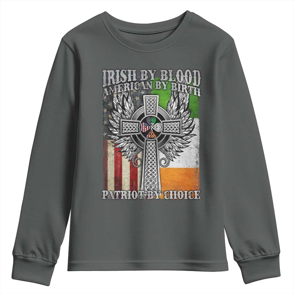 Irish Americans Youth Sweatshirt Irish By Blood American By Birth Patriot By Choice Celtic Cross