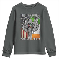 Irish Americans Youth Sweatshirt Irish By Blood American By Birth Patriot By Choice Celtic Cross