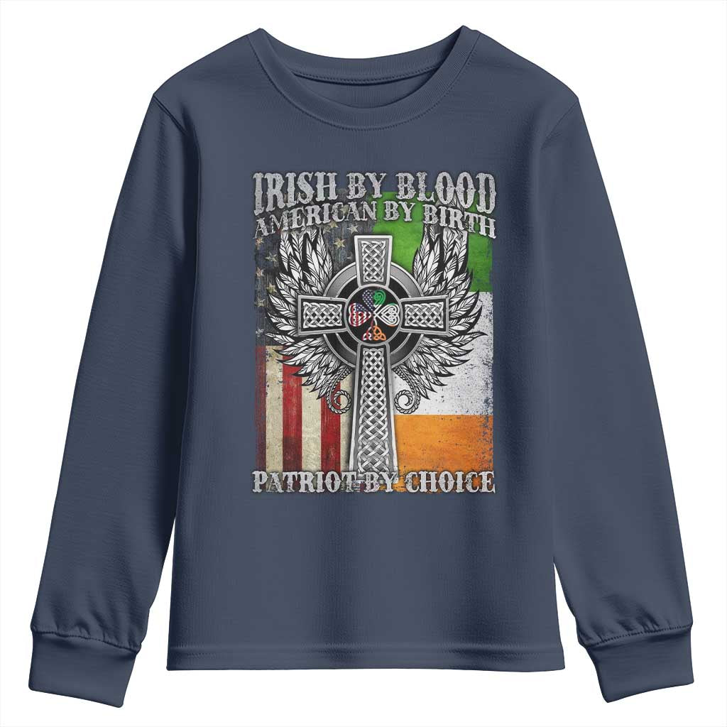 Irish Americans Youth Sweatshirt Irish By Blood American By Birth Patriot By Choice Celtic Cross