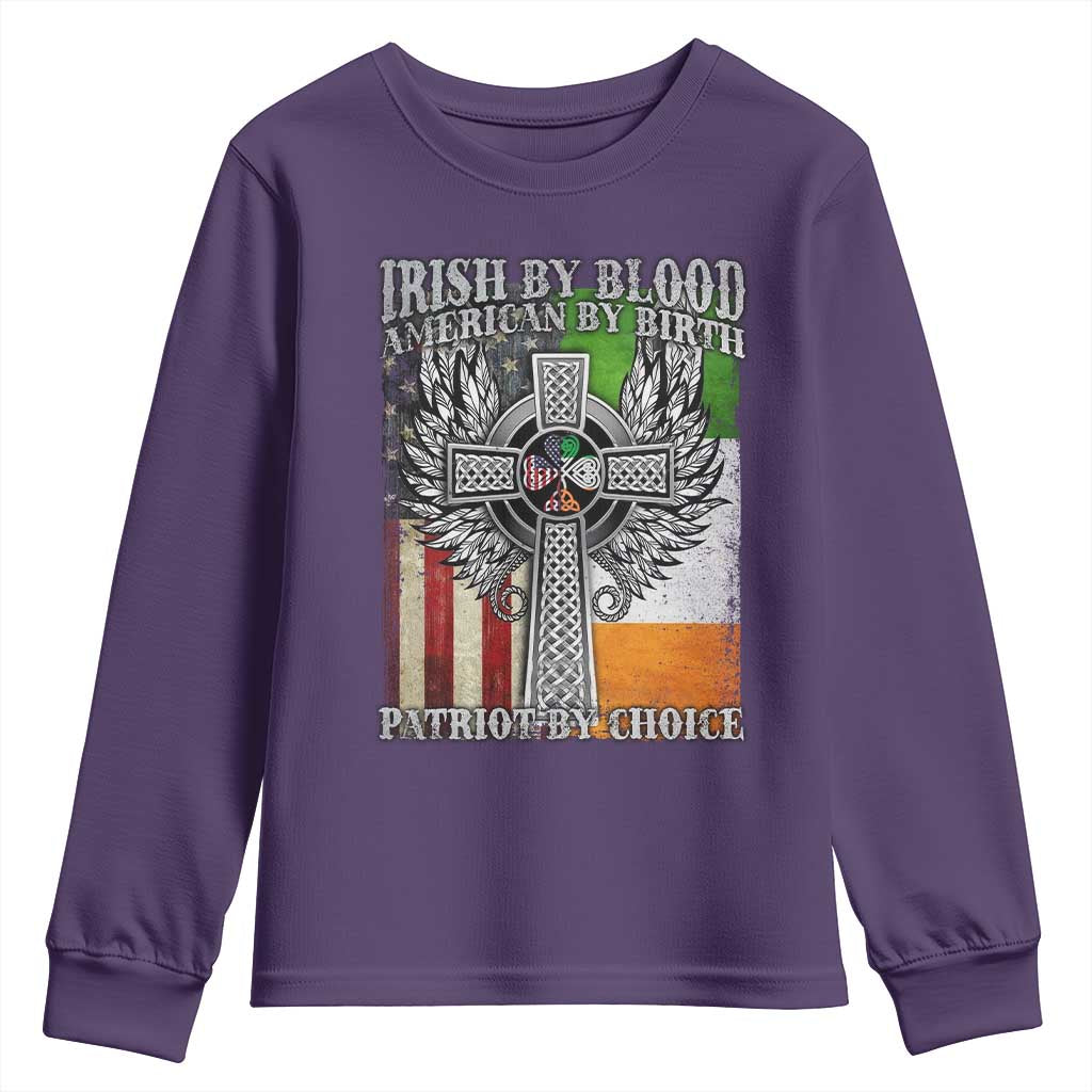 Irish Americans Youth Sweatshirt Irish By Blood American By Birth Patriot By Choice Celtic Cross
