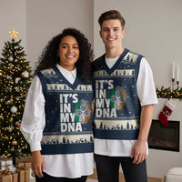 Funny Irish It's In My DNA V-Neck Knit Sweater Vest Ireland Fingerprint Flag - Wonder Print Shop