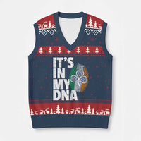 Funny Irish It's In My DNA V-Neck Knit Sweater Vest Ireland Fingerprint Flag - Wonder Print Shop