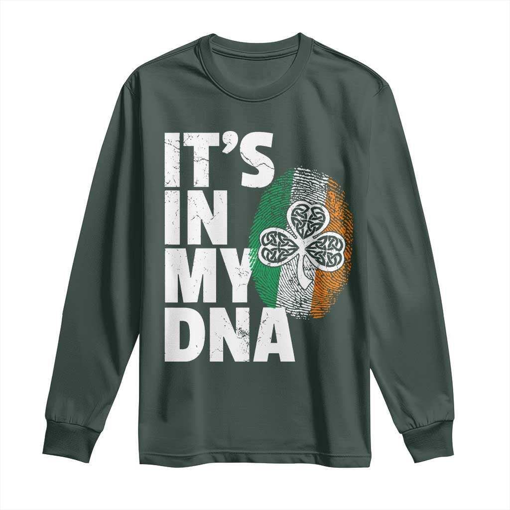 Funny Irish It's In My DNA Long Sleeve Shirt Ireland Fingerprint Flag