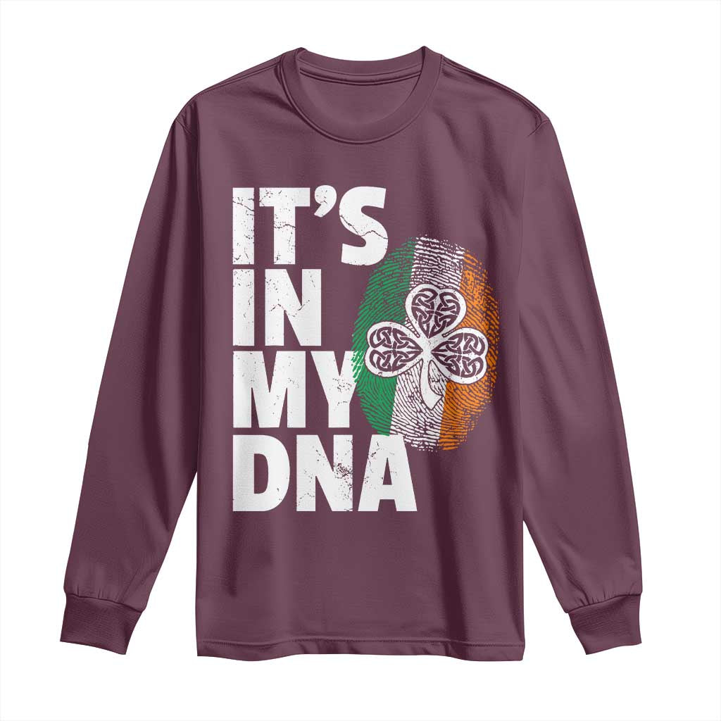 Funny Irish It's In My DNA Long Sleeve Shirt Ireland Fingerprint Flag