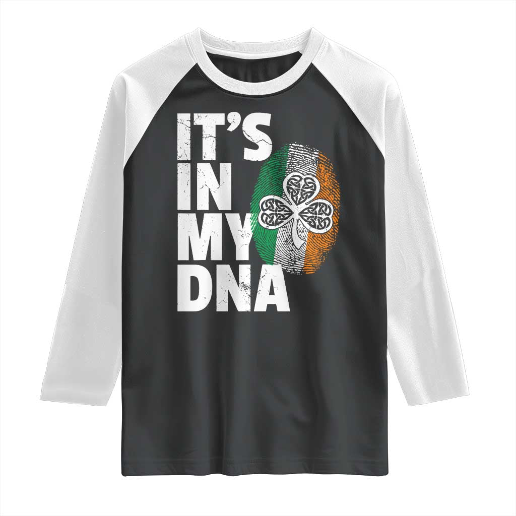 Funny Irish It's In My DNA Raglan Shirt Ireland Fingerprint Flag