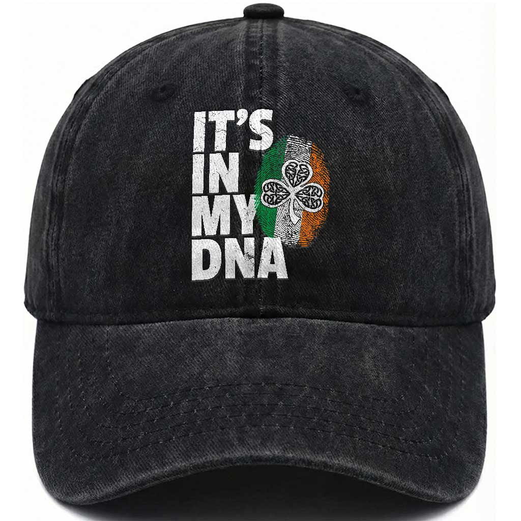 Funny Irish It's In My DNA Washed Cotton Baseball Cap Ireland Fingerprint Flag