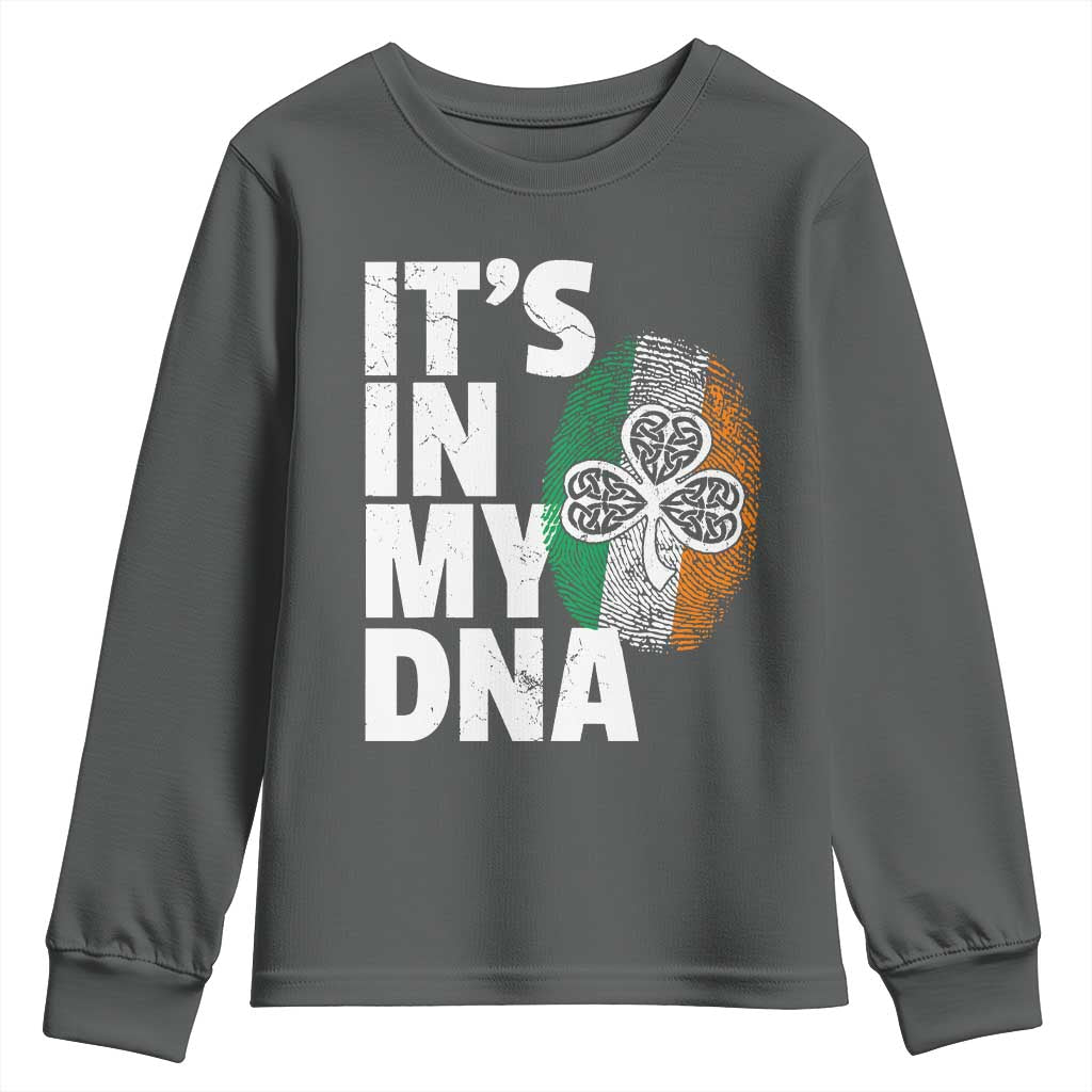 Funny Irish It's In My DNA Youth Sweatshirt Ireland Fingerprint Flag