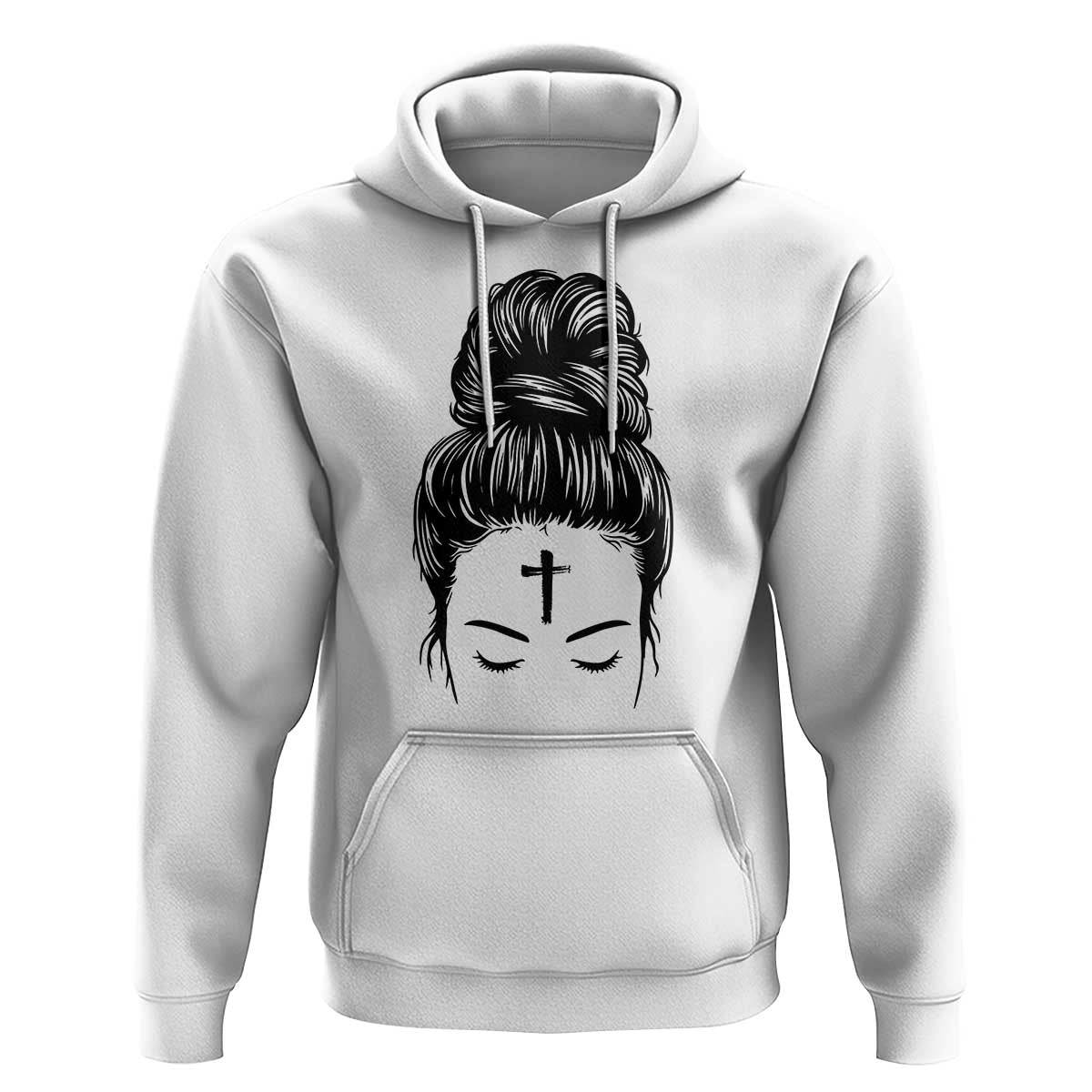 Ash Wednesday Messy Bun Ashes Cross Christian Religious Hoodie
