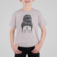 Ash Wednesday Messy Bun Ashes Cross Christian Religious T Shirt For Kid