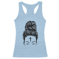 Ash Wednesday Messy Bun Ashes Cross Christian Religious Racerback Tank Top