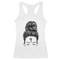 Ash Wednesday Messy Bun Ashes Cross Christian Religious Racerback Tank Top