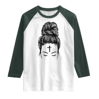 Ash Wednesday Messy Bun Ashes Cross Christian Religious Raglan Shirt
