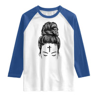Ash Wednesday Messy Bun Ashes Cross Christian Religious Raglan Shirt