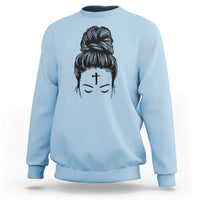 Ash Wednesday Messy Bun Ashes Cross Christian Religious Sweatshirt
