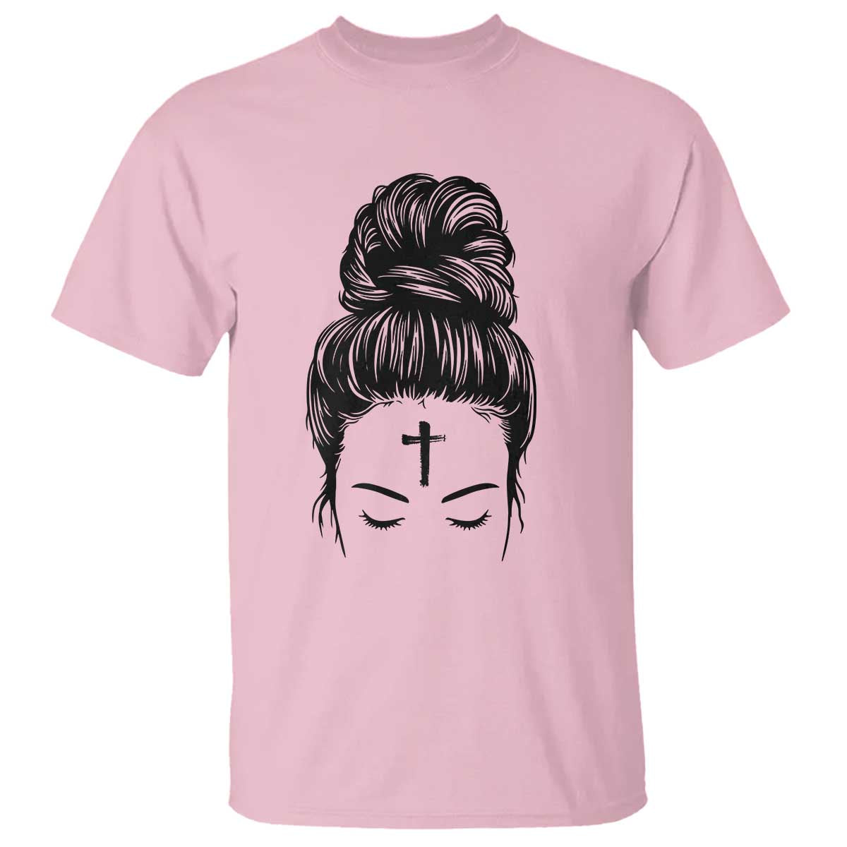 Ash Wednesday Messy Bun Ashes Cross Christian Religious T Shirt