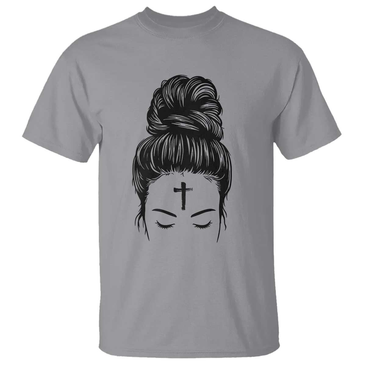 Ash Wednesday Messy Bun Ashes Cross Christian Religious T Shirt