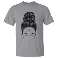 Ash Wednesday Messy Bun Ashes Cross Christian Religious T Shirt