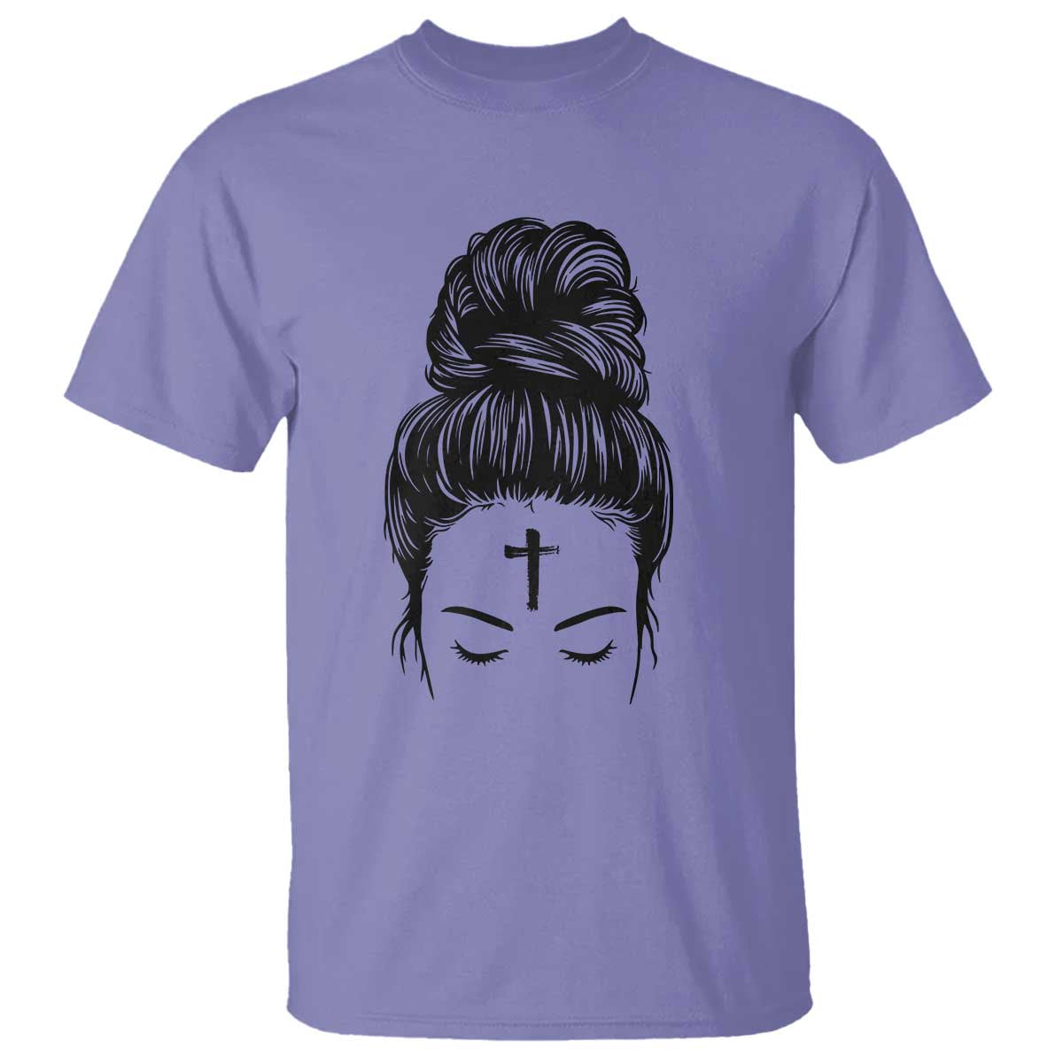Ash Wednesday Messy Bun Ashes Cross Christian Religious T Shirt