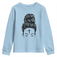 Ash Wednesday Messy Bun Ashes Cross Christian Religious Youth Sweatshirt