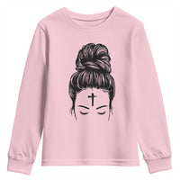 Ash Wednesday Messy Bun Ashes Cross Christian Religious Youth Sweatshirt