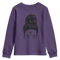 Ash Wednesday Messy Bun Ashes Cross Christian Religious Youth Sweatshirt