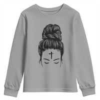 Ash Wednesday Messy Bun Ashes Cross Christian Religious Youth Sweatshirt
