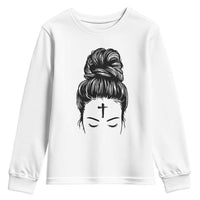 Ash Wednesday Messy Bun Ashes Cross Christian Religious Youth Sweatshirt