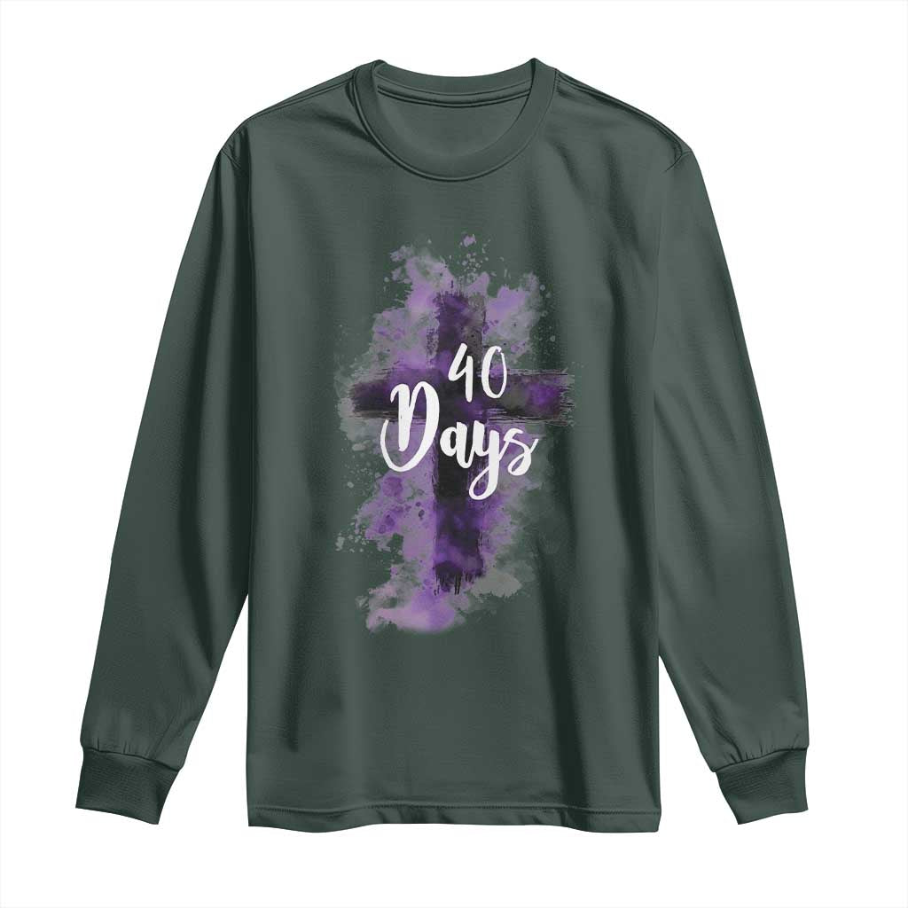 40 Days Christian Religious Long Sleeve Shirt Ash Wednesday Ashes Cross