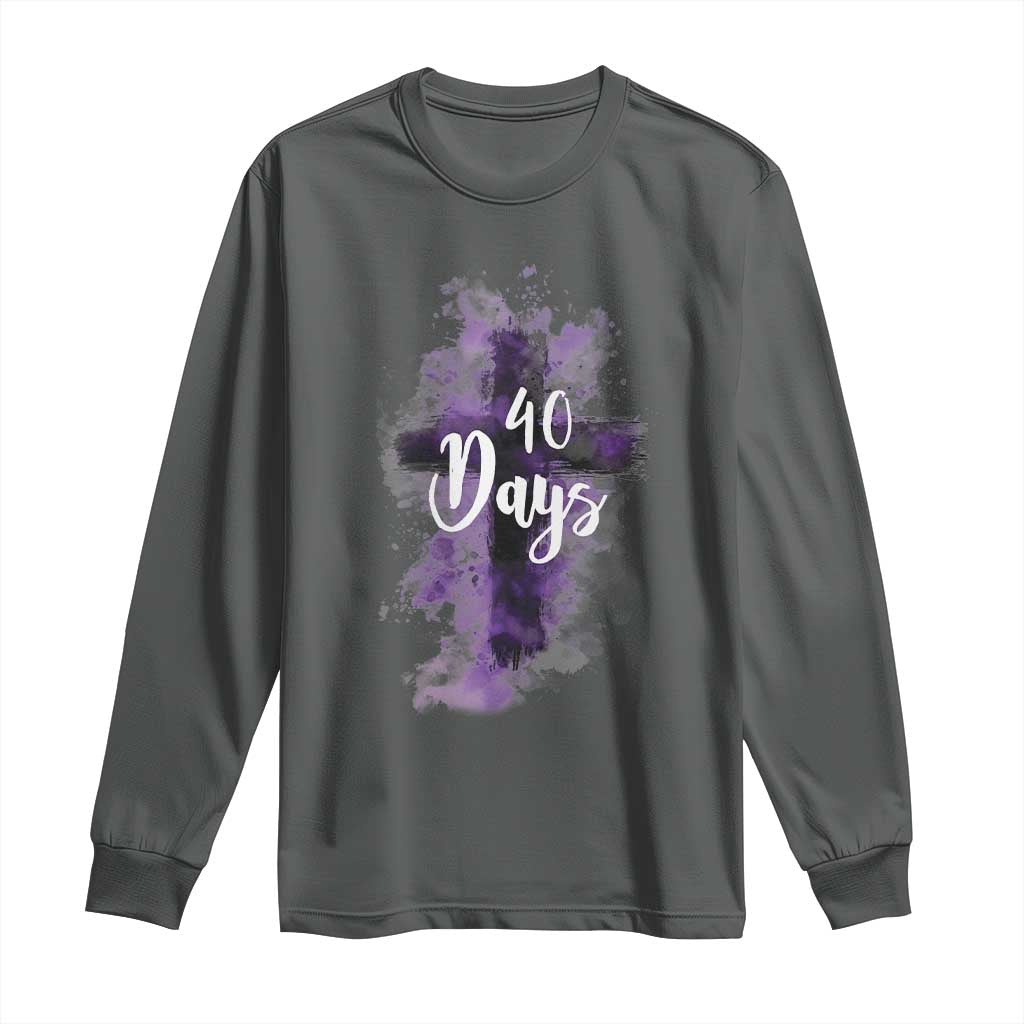 40 Days Christian Religious Long Sleeve Shirt Ash Wednesday Ashes Cross